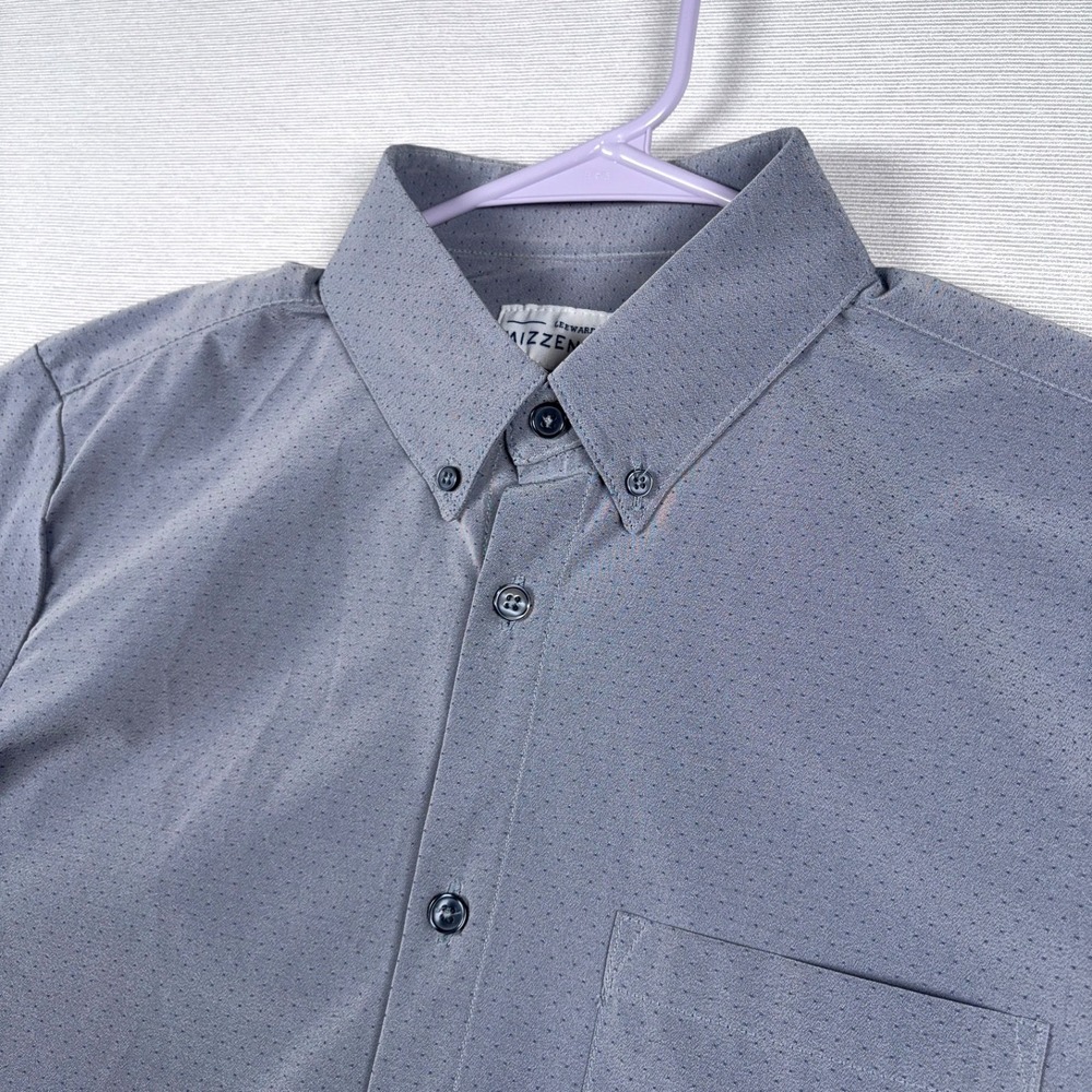 Mizzen+Main Leeward Shirt Mens M Trim Fit Blue Gray Short Sleeve Button Down